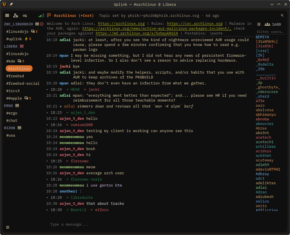 Uplink in Flexor Dark theme