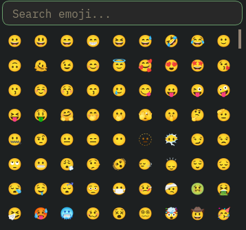 The emoji picker showing a searchable grid of emoji