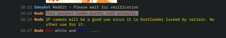 Chat messages sent with mIRC text and background colors